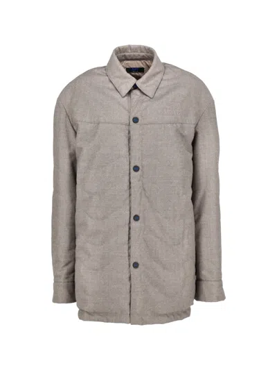 Pre-owned Kiton Knt Logo-patch Coat In Neutral