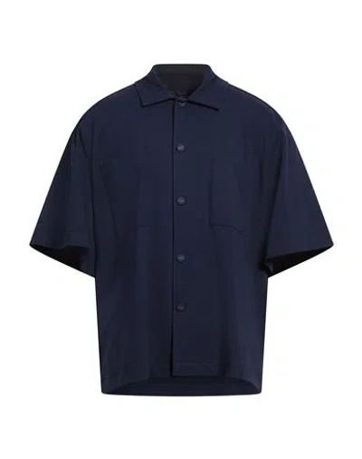 Kiton Knt Man Shirt Navy Size L Cotton, Elastane In Blue