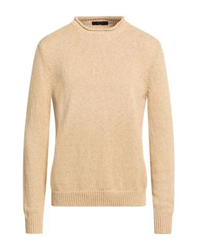 Kiton Knt Man Sweater Sand Size L Cotton, Linen In Gold
