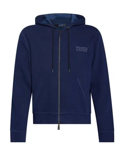 Kiton Knt Man Sweatshirt Navy Size M Cotton, Polyamide In Blue
