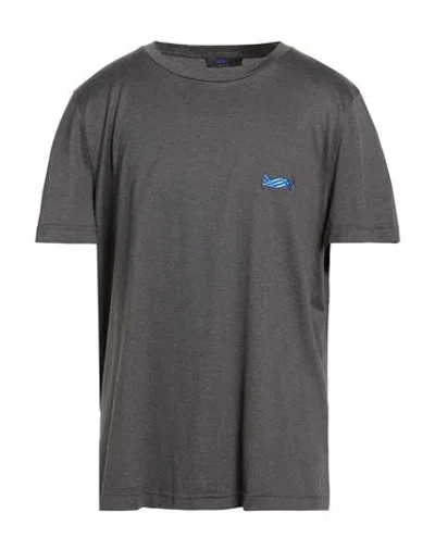 Kiton Knt Man T-shirt Charcoal Size L Cotton In Black