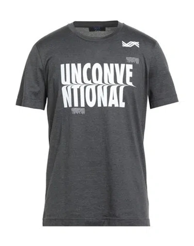 Kiton Knt Man T-shirt Charcoal Size Xxl Giza 45 Cotton In Black