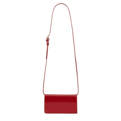 Kiton Cross-body Bag With Glossy Finish And Adjustable Strap In Red