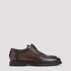 Kiton Black Leather Lace Up Shoes In Brown