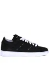 Kiton Handcrafted Leather Sneakers Contrasting Sole In Black
