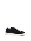 Kiton Blue Calf Leather Bos Taurus Low Top Sneakers In Black