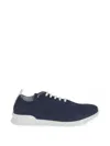 Kiton Fits Lace Up Sneakers Mesh Pull Tab In Blue