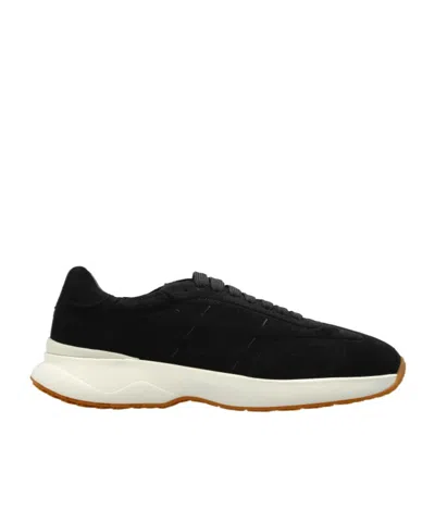 Kiton Suede Round-toe Sneakers In Black