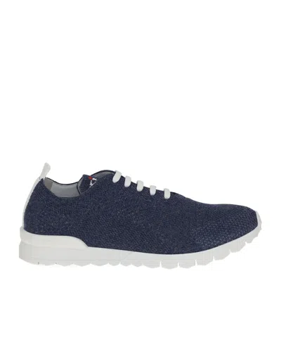 Kiton Lace-up Knitted Sneakers In Blue