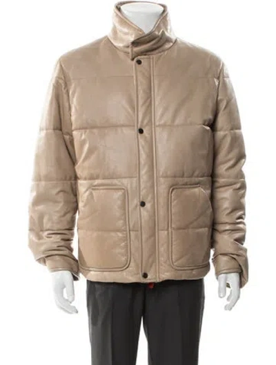 Pre-owned Kiton Lambskin Puffer Coat In Neutral