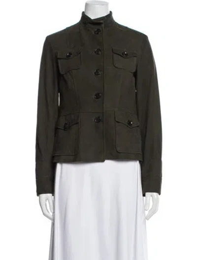 Pre-owned Kiton Lambskin Utility Jacket In Green