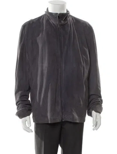 Pre-owned Kiton Lambskin Windbreaker In Gray