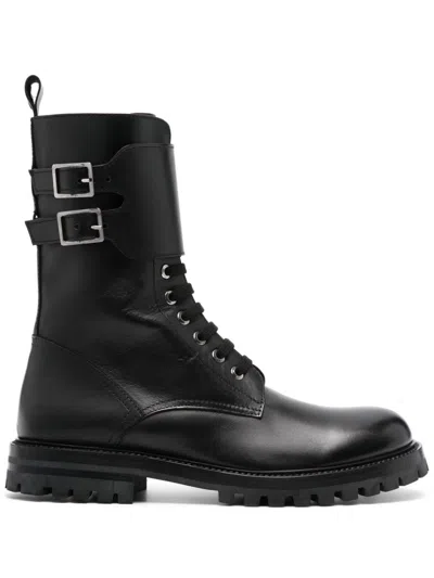 Kiton Leather Ankle Boots In Black