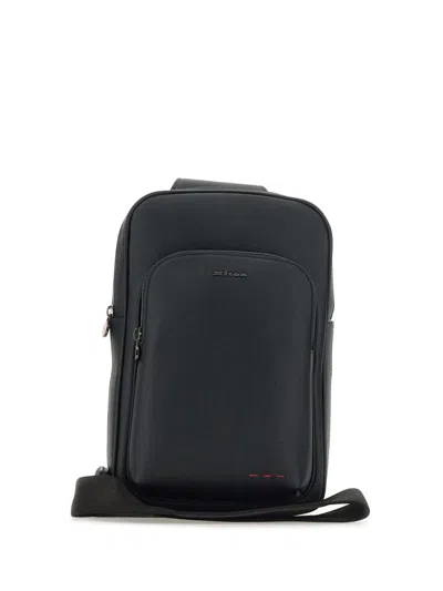 Kiton Leather Backpack In Black