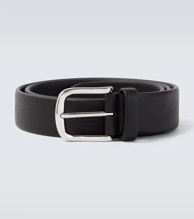 Kiton Leather Belt In Black