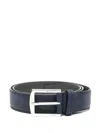 Kiton Leather Belt In Blue