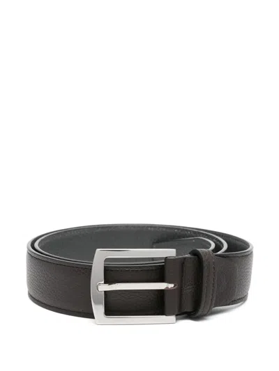 Kiton Leather Belt In Brown