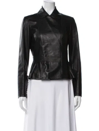 Pre-owned Kiton Leather Biker Jacket In Black