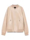 Kiton Leather Bomber Jacket In Neutrals