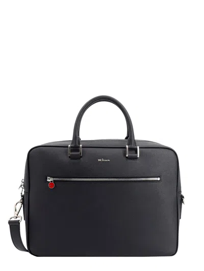 Kiton Leather Briefcase In Black