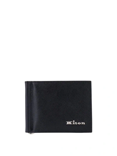 Kiton Leather Card Holder In Black
