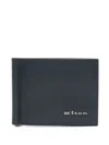 Kiton Leather Card Holder In Blue
