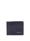 Kiton Saffiano Leather Bi-fold Wallet In Blue