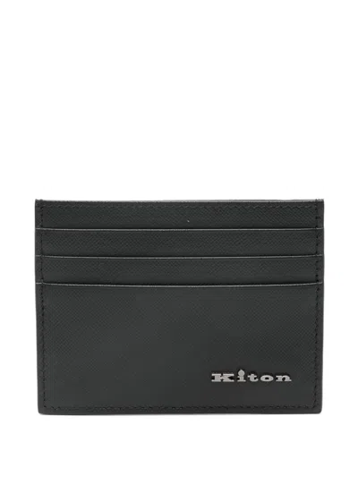 Kiton Leather Cardholder In Black