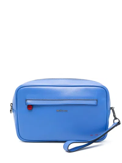 Kiton Leather Clutch Bag In Blue