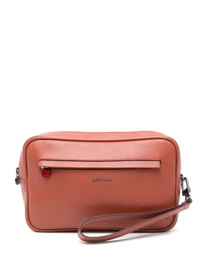 Kiton Leather Clutch Bag In Brown