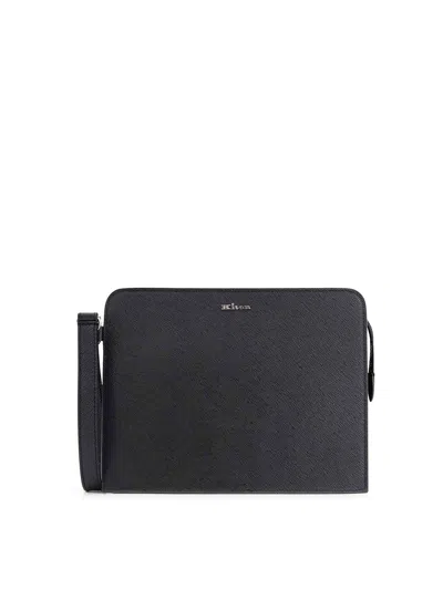 Kiton Leather Clutch Bags In Black