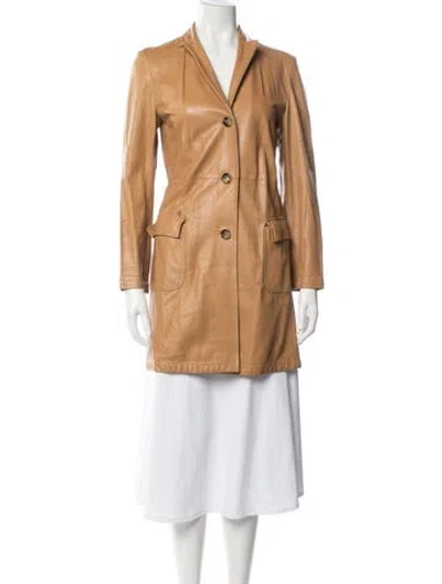 Pre-owned Kiton Leather Coat In Yellow