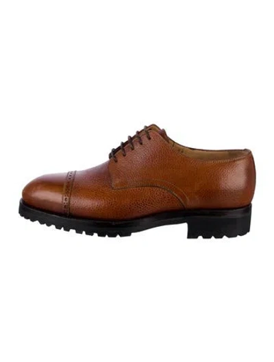 Pre-owned Kiton Leather Derby Shoes In Brown