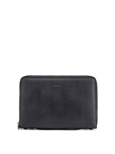 Kiton Leather Documents Holder In Blue