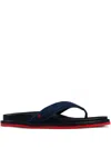 Kiton Leather Flip Flops In Blue