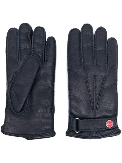 Kiton Men Leather Gloves In Multicolor