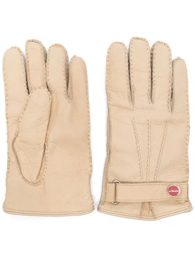 Kiton Logo-plaque Gloves In Neutrals