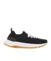 Kiton Leather-insert Sneakers In Black