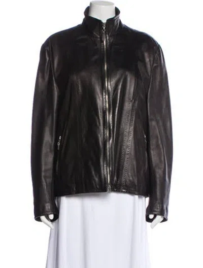 Pre-owned Kiton Leather Jacket In Black