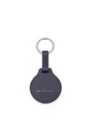 Kiton Leather Key Ring In Blue