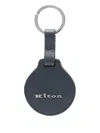 Kiton Leather Keyring In Blue