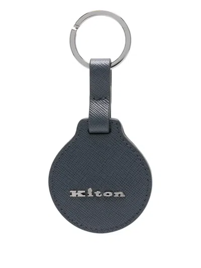 Kiton Leather Keyring In Black