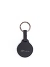 Kiton Leather Circular Keyring In Black