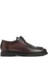 Kiton Black Leather Lace Up Shoes In Brown