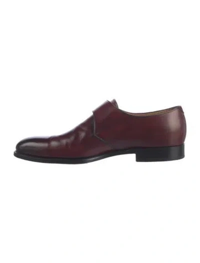Pre-owned Kiton Leather Oxfords In Burgundy