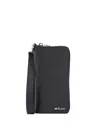Kiton Leather Wallet With Metal Logo In Black