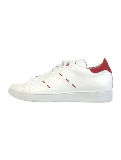 Pre-owned Kiton Leather Printed Sneakers In White