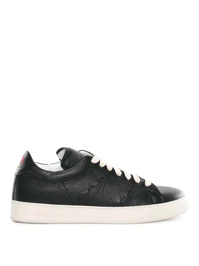 Kiton Leather Sneaker In Black