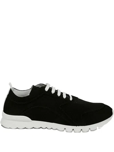 Kiton Textured Fabric Sneakers With Contrast Rubber Sole In Black