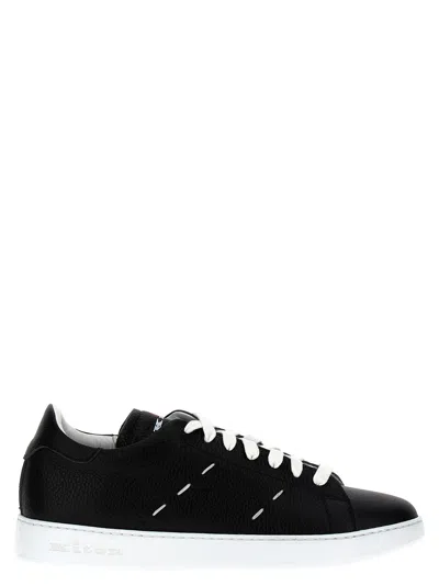 Kiton Leather Sneakers With Laces In Black